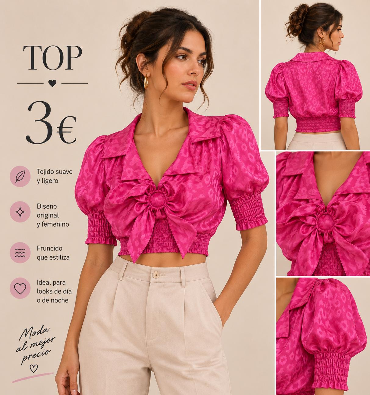 CAMISETA TOP ROSA