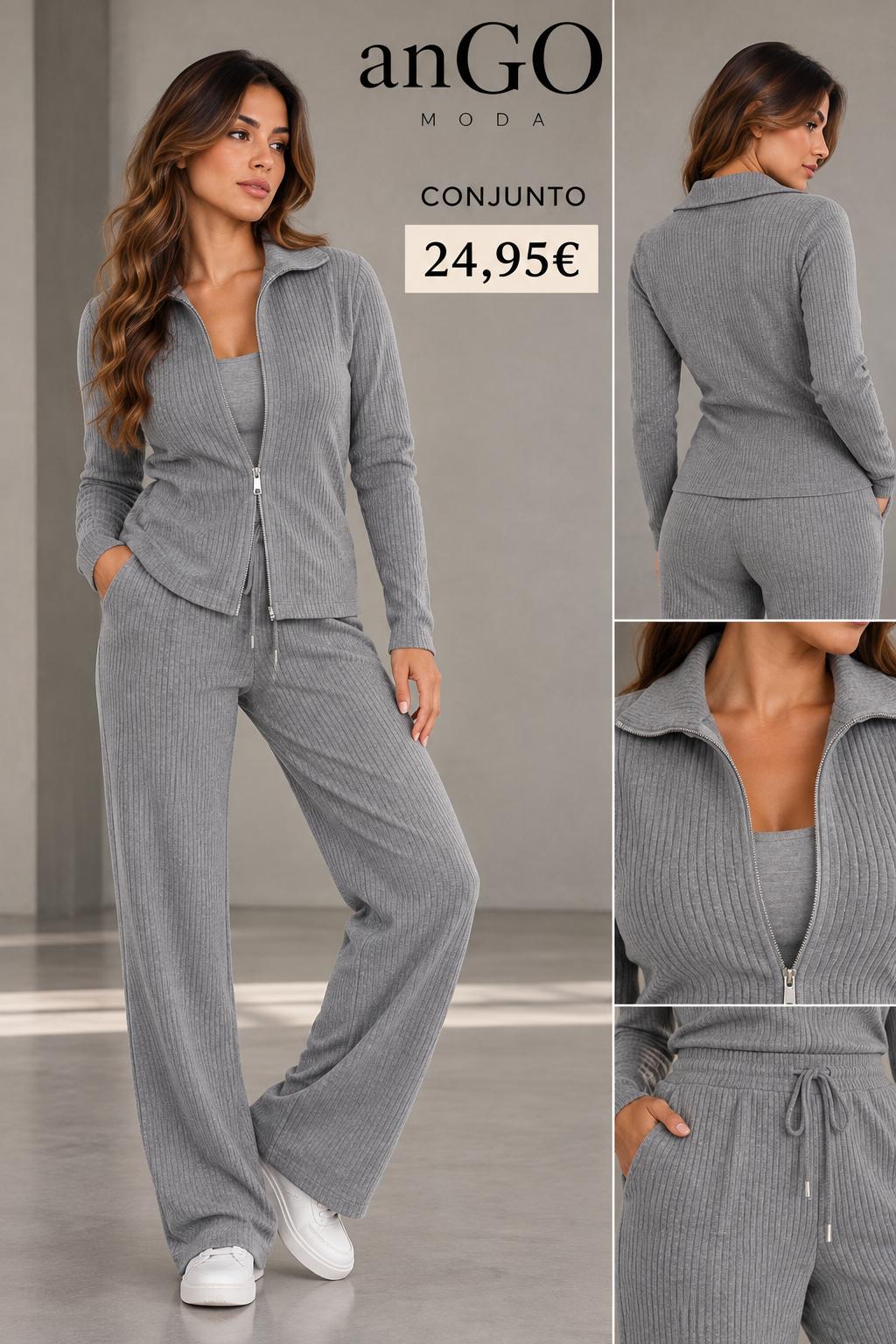 CONJUNTO PUNTO COLOR GRIS