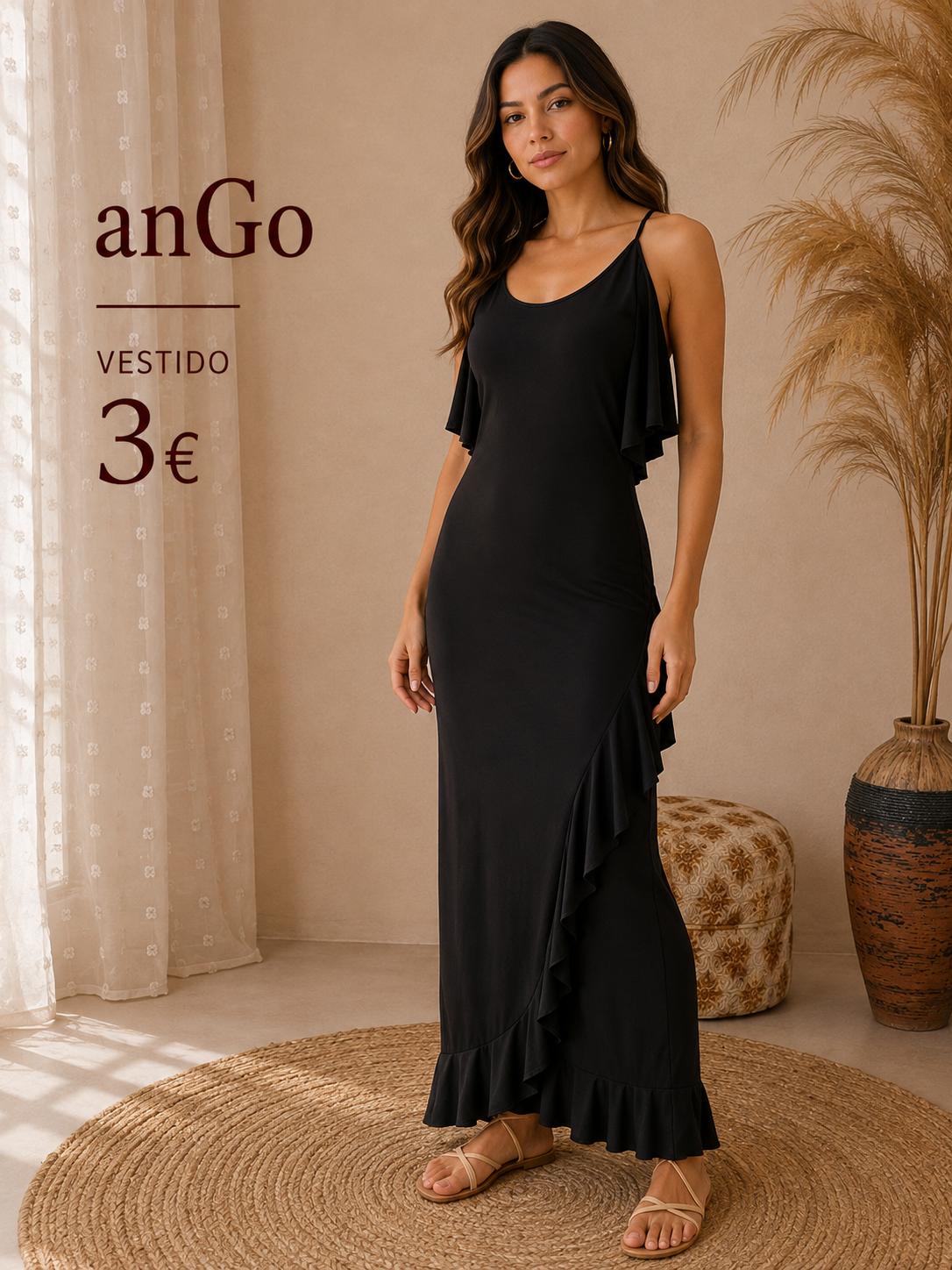 vestido negro VOLANTES