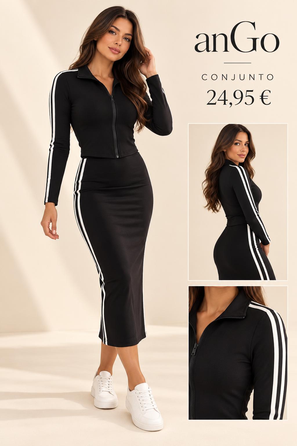 CONJUNTO DEPORTIVO FALDA / CHAQUETA NEGRO