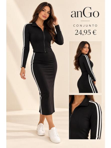 CONJUNTO DEPORTIVO FALDA / CHAQUETA NEGRO