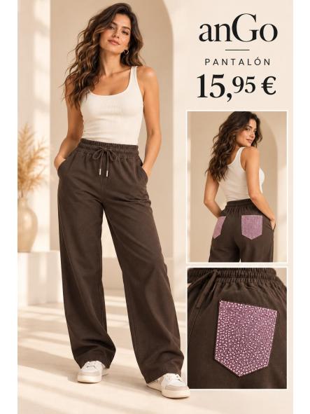 PANTALON BOLSILLO BRILLO MARRON [0]