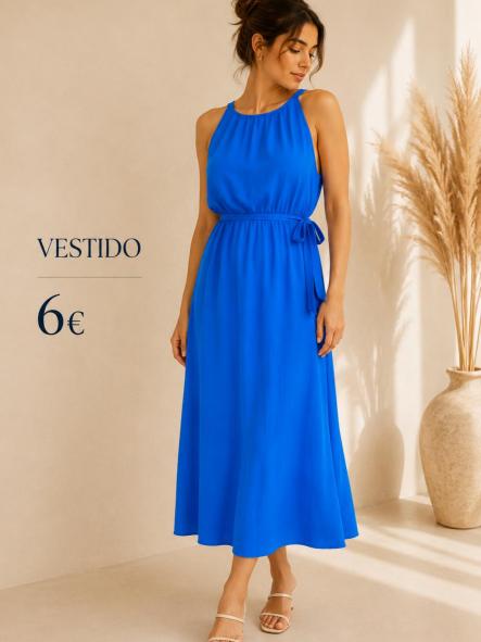 VESTIDO LARGO AZUL CON ABERTURA EN UN LADO MANGAS SISADAS [0]