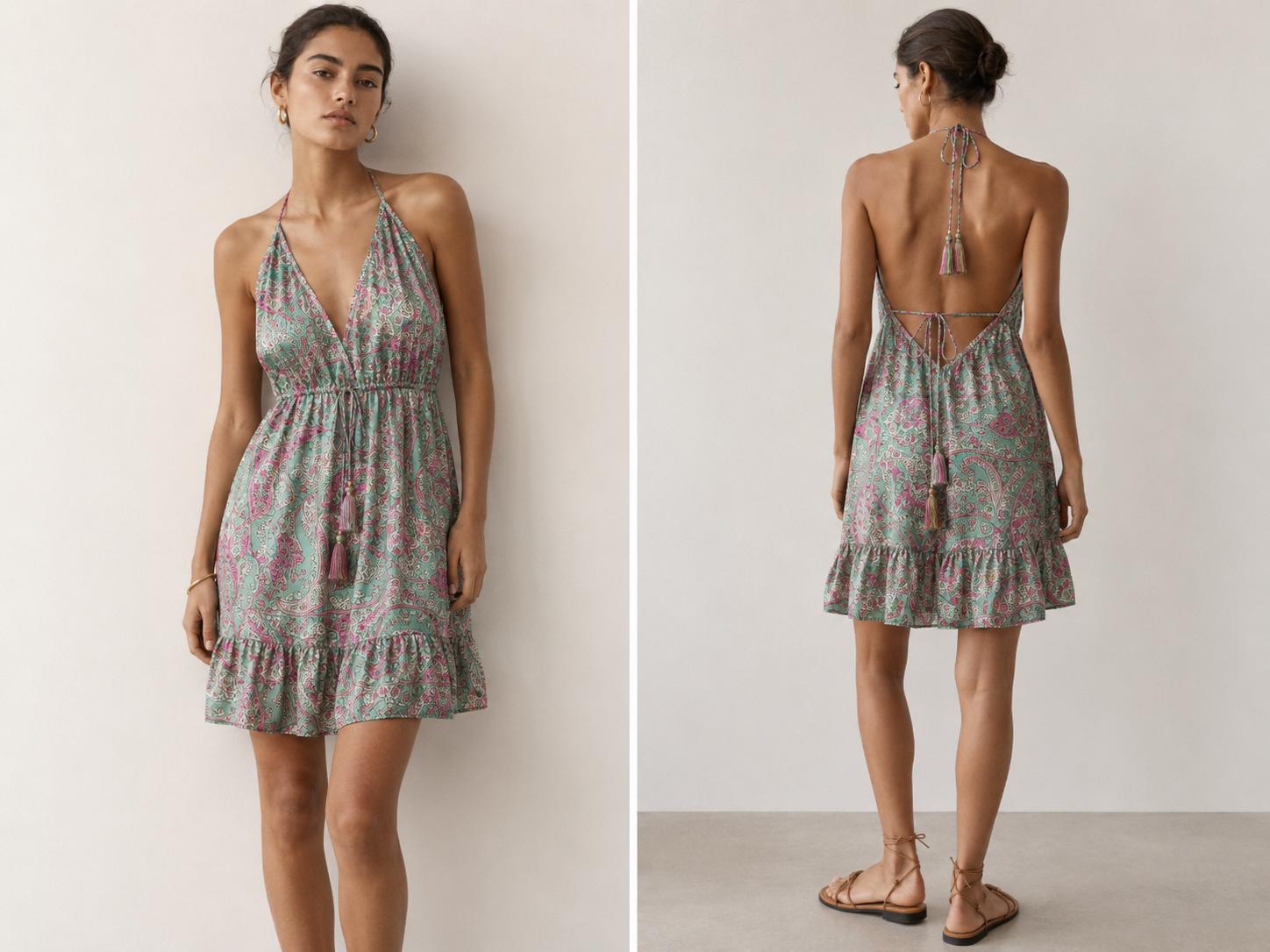 VESTIDO HINDU SEDA VERDE