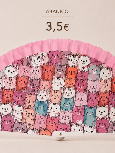 ABANICO  GATOS ROSA
