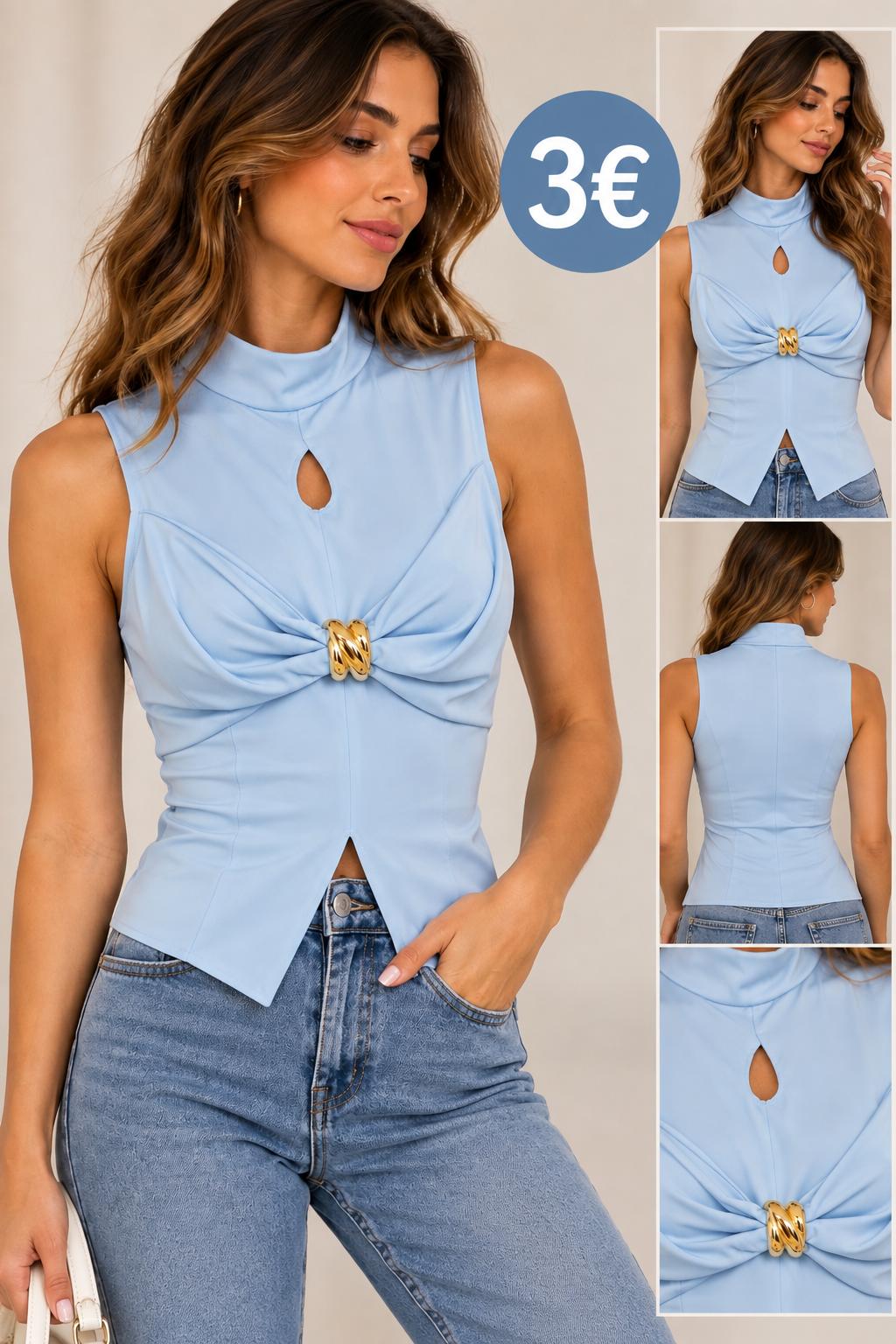CAMISETA ASIMETRICA AZUL BEBE