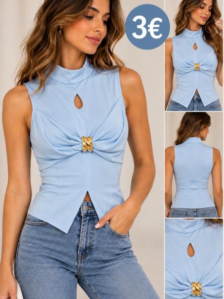 CAMISETA ASIMETRICA AZUL BEBE