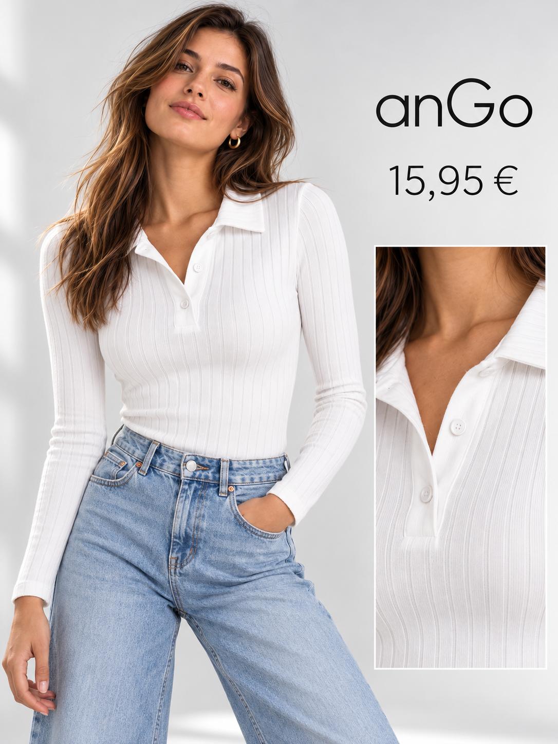 CAMISETA POLO MANGA LARGA BLANCA