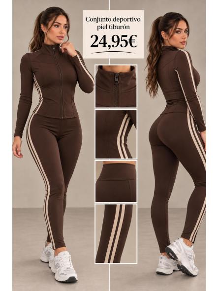 CONJUNTO PIEL TIBURON FAJA marron [0]