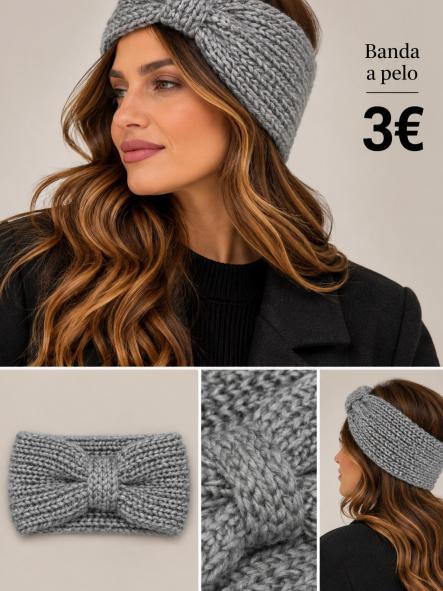 BANDANA LAZO GRIS TRENZA