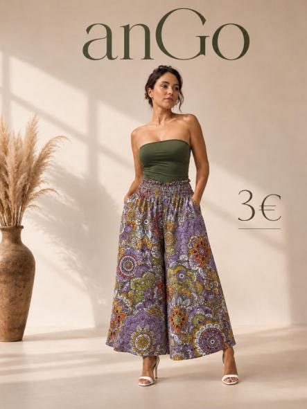 PANTALON HIPPIE  PALAZZO MORADO [0]