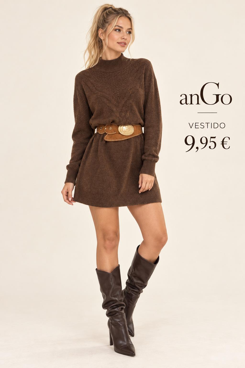 VESTIDO JERSEY MARRON