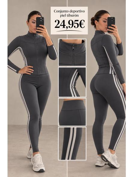 CONJUNTO PIEL TIBURON FAJA GRIS [0]