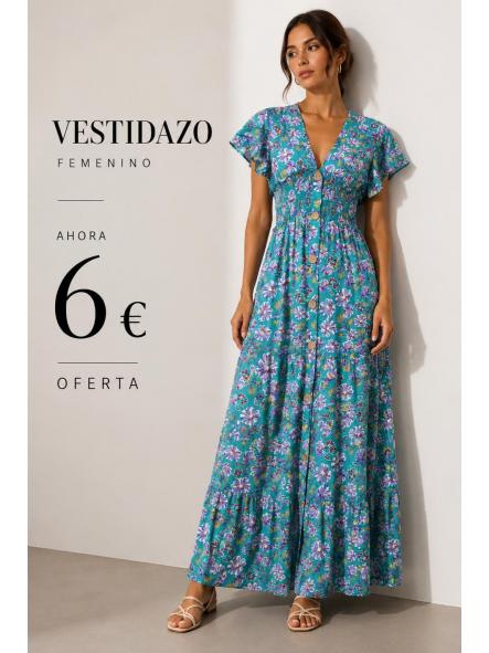 VESTIDO FLORES TURQUESA