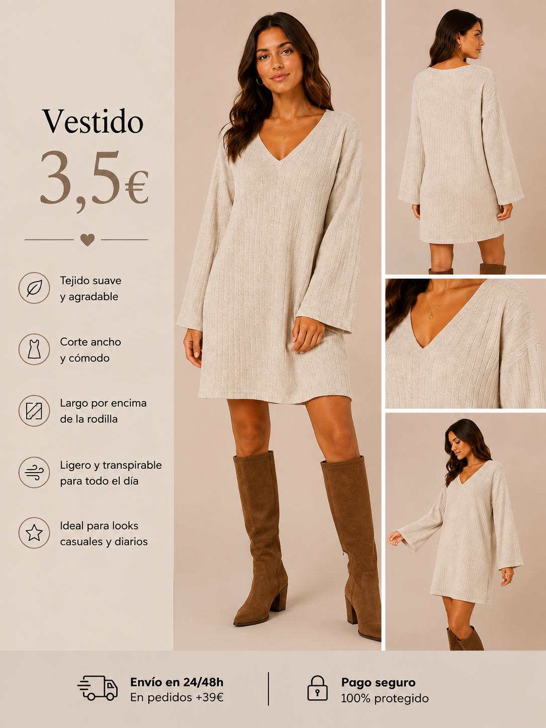 VESTIDO PUNTO BEIG