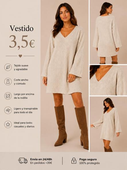 VESTIDO PUNTO BEIG [0]