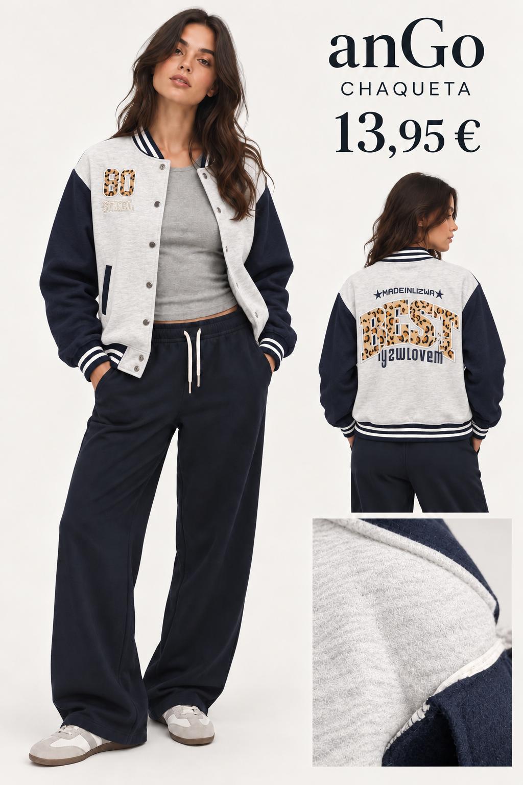 CHAQUETA BEISBOL GRIS