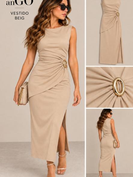VESTIDO PUNTO BEIG EBILLA DORADA  [0]