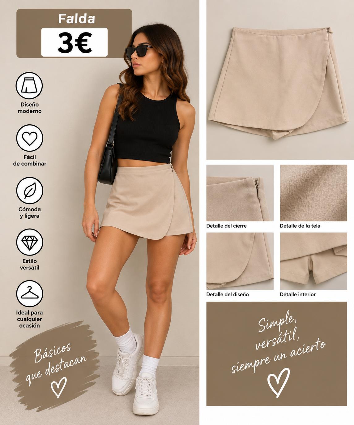 FALDA PANTALON BEIG