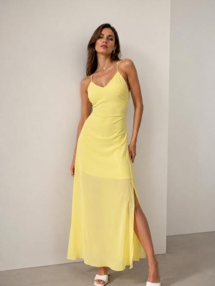 VESTIDO ESPALDA  GOMA AMARILLO [0]