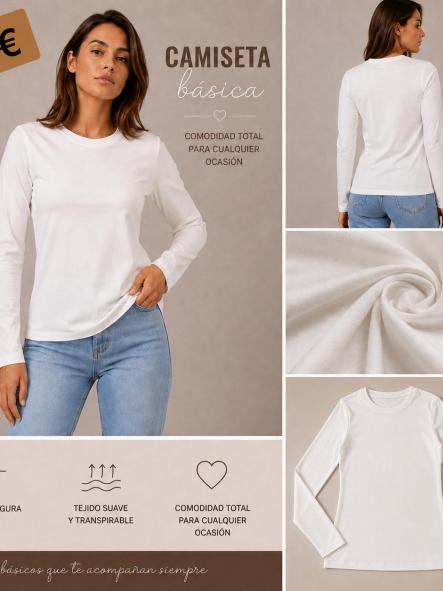 CAMISETA BLANCA LISA DE PIEL DE MELOCOTON [0]