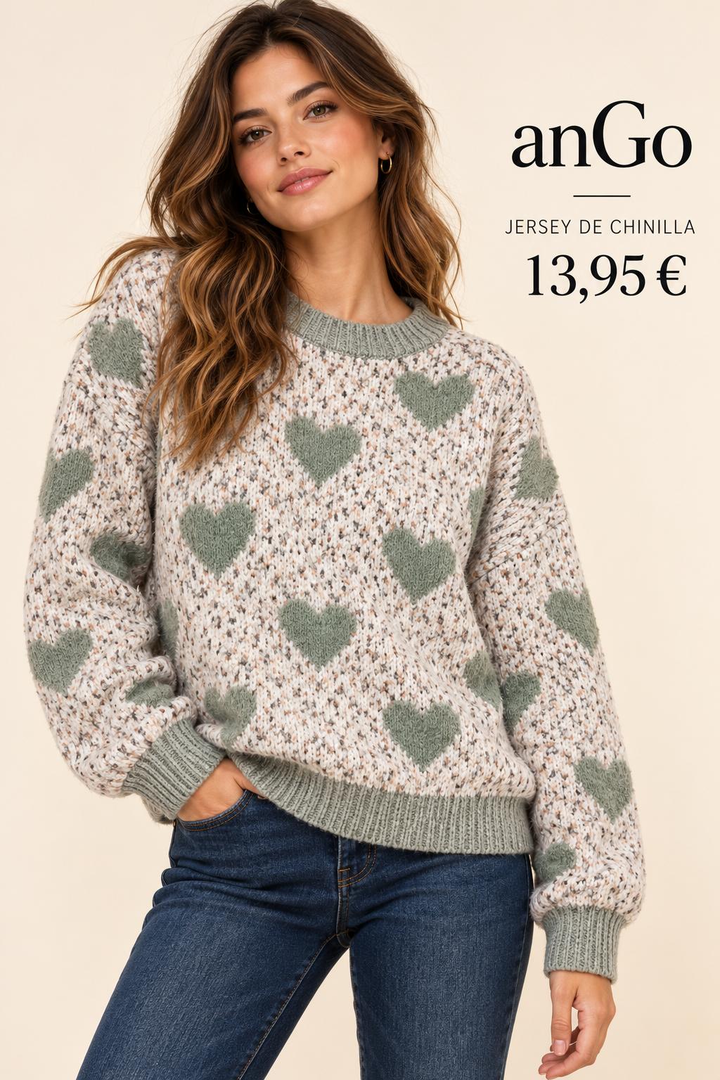 Jersey CHINILLA CORAZON VERDE