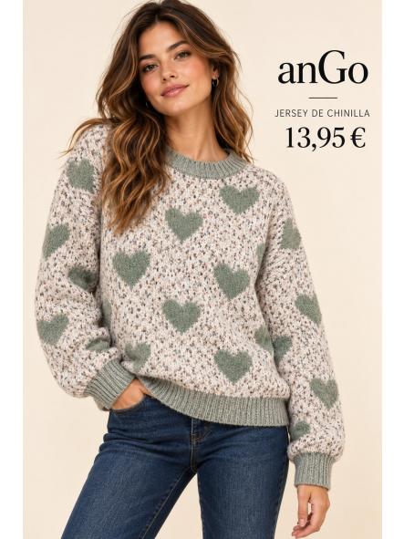 Jersey CHINILLA CORAZON VERDE