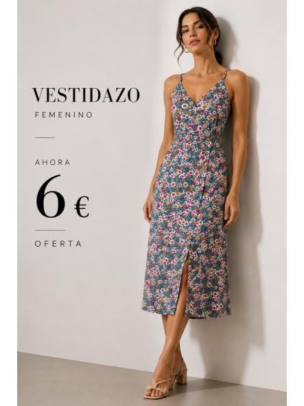 VESTIDO FLORES TIRANTES FONDO VERDE
