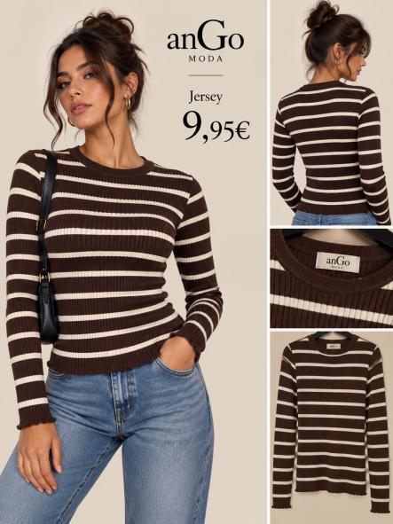 JERSEY RAYAS MARRON