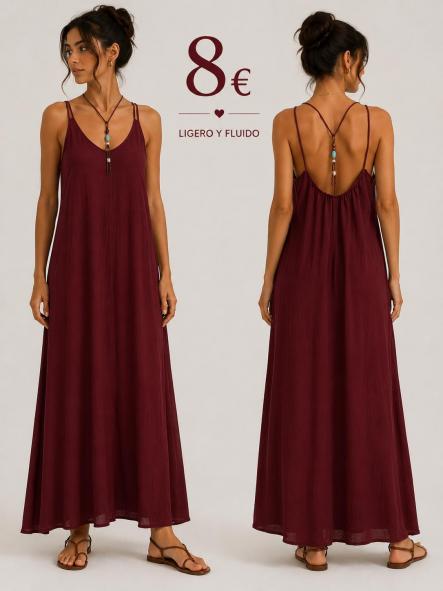 VESTIDO  SUELTO  con piedras espalda granate [0]