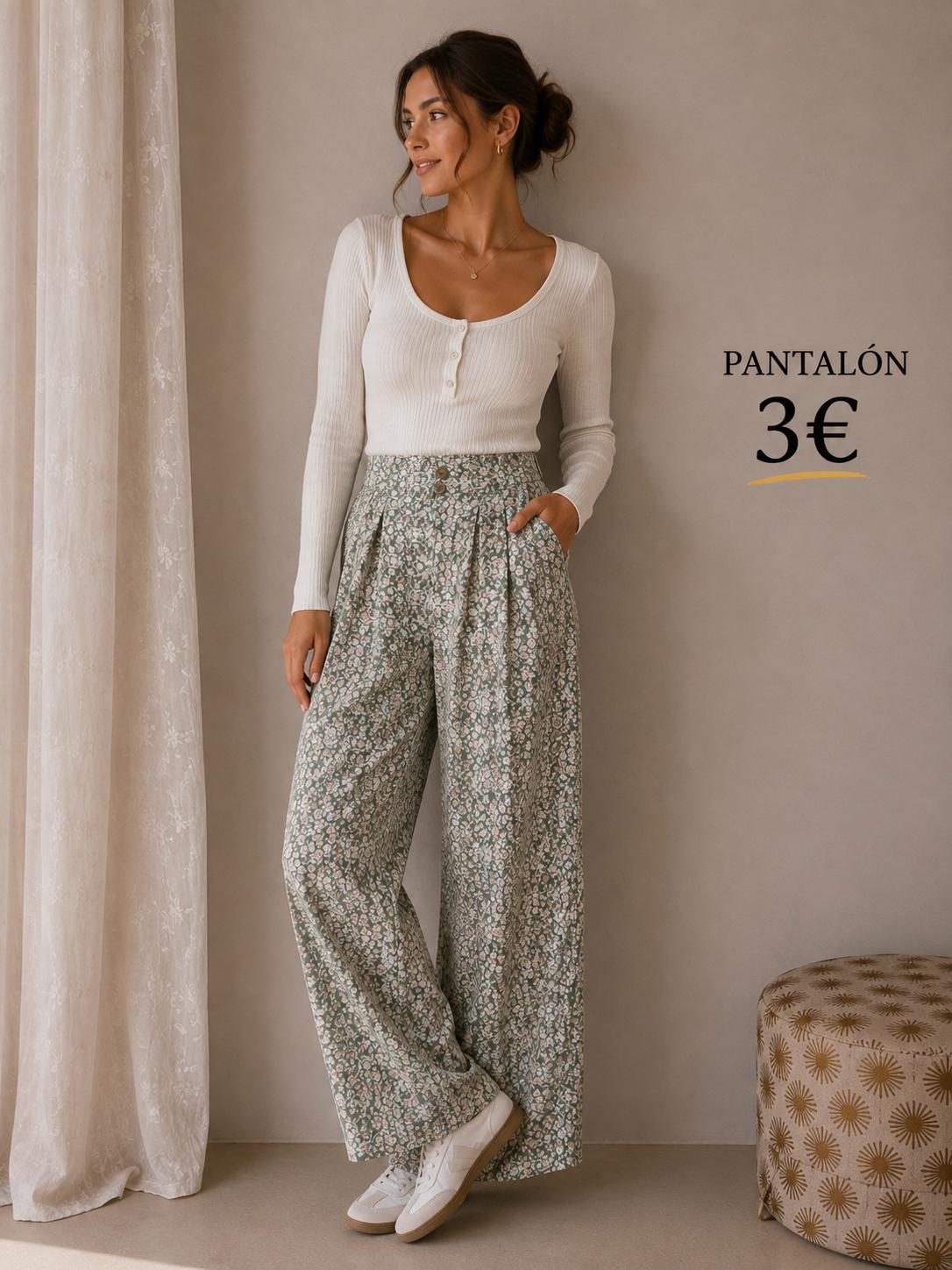 PANTALON FLORES VERDE