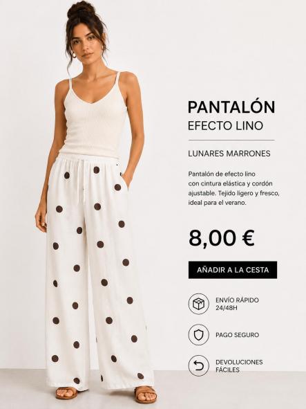PANTALON  BLANCO LUNARES MARRONES [0]
