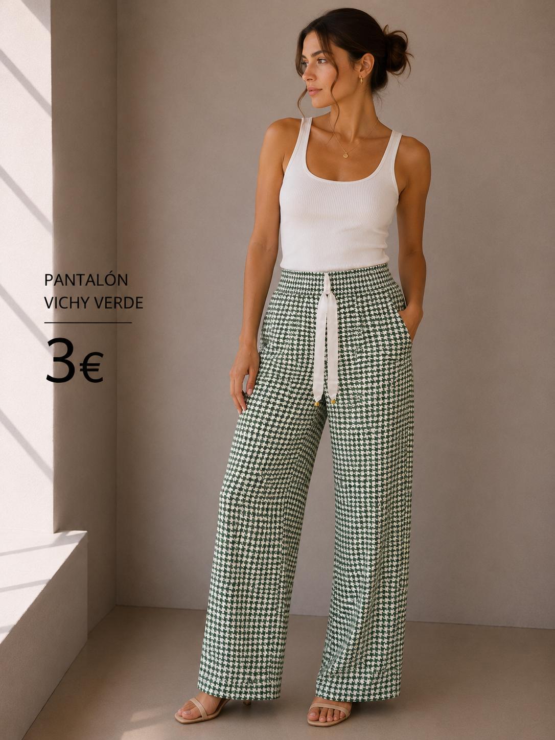 PANTALON VICHY VERDE