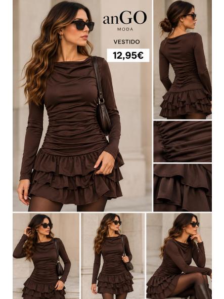 VESTIDO VOLANTES MARRON [0]