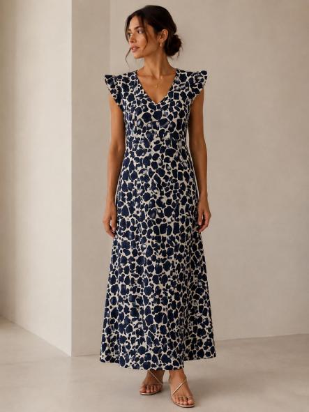 VESTIDO   LICRA FRIA ANIMAL PRIN AZUL