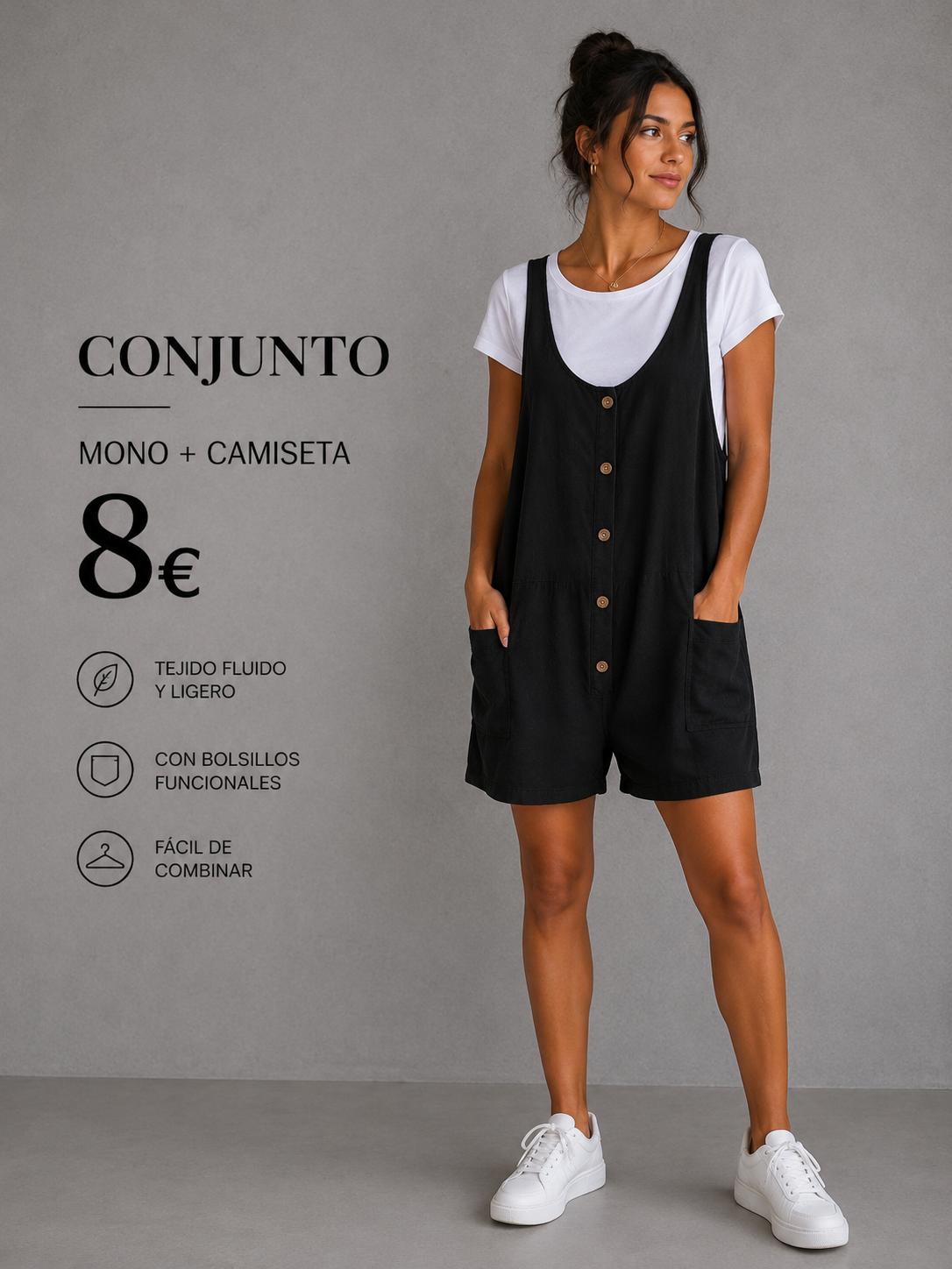 CONJUNTO MONO MAS CAMISETA NEGRO
