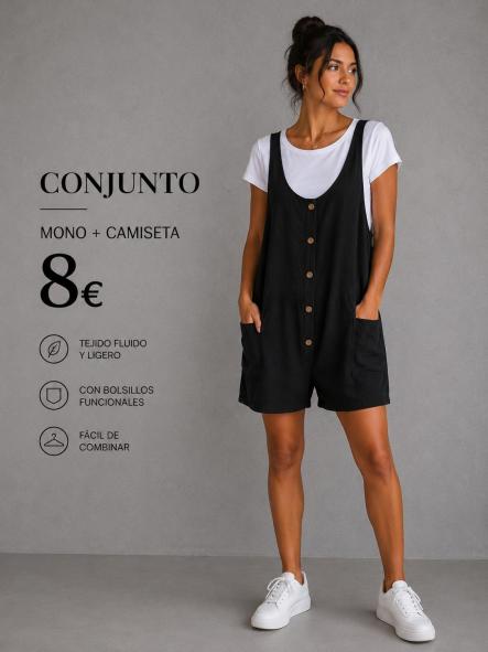 CONJUNTO MONO MAS CAMISETA NEGRO [0]