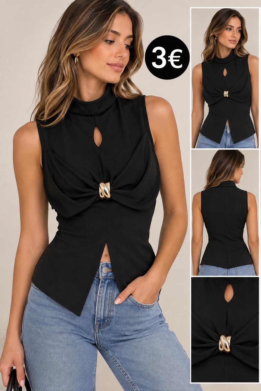 CAMISETA ASIMETRICA NEGRA