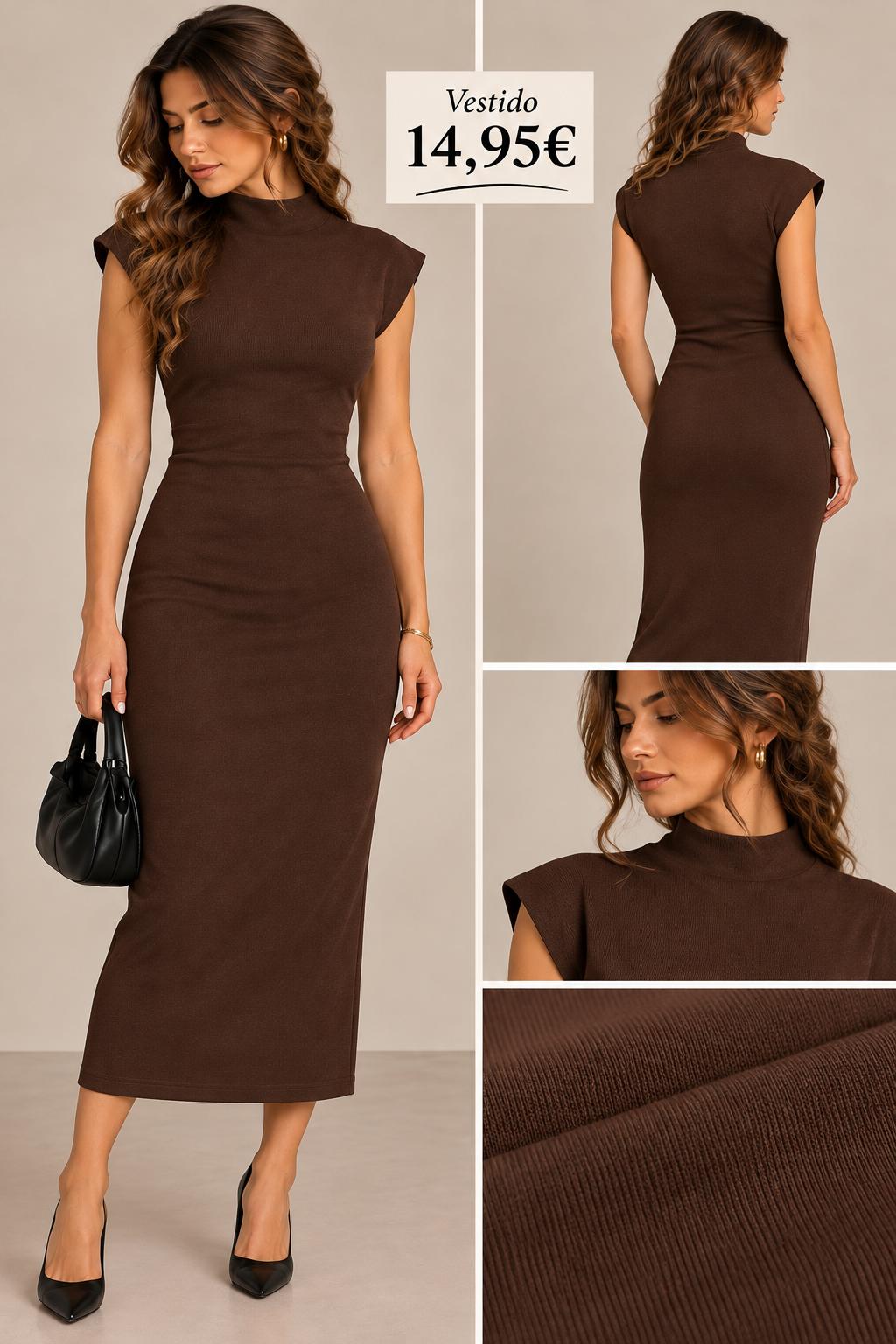 VESTIDO PUNTO MARRON