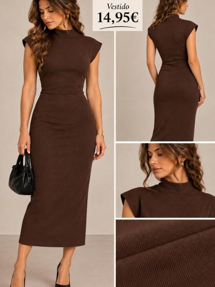 VESTIDO PUNTO MARRON