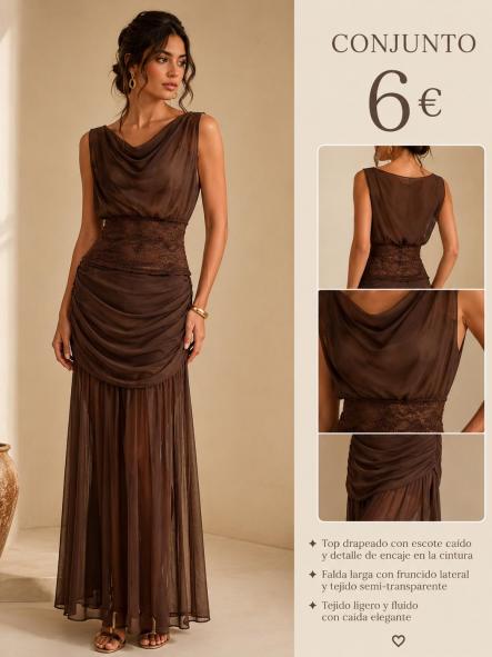 CONJUNTO   falda y TOP MARRON