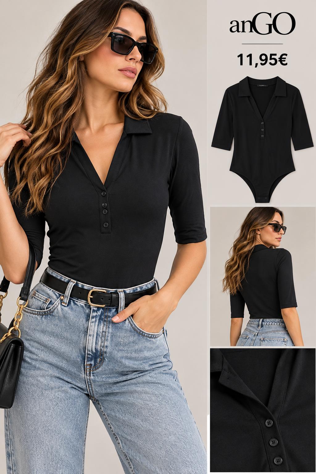 BODY TIPO POLO NEGRO
