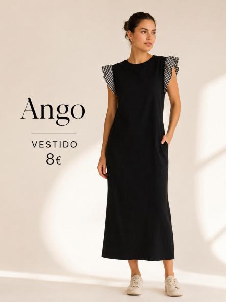 VESTIDO  ALGODON MANGAS VICHY negro