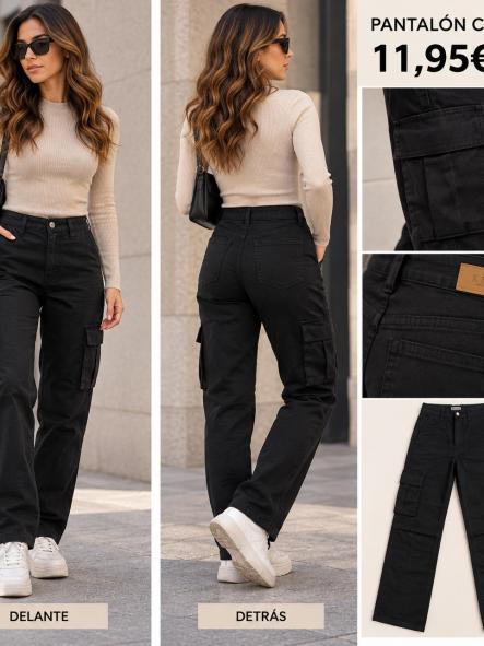 PANTALON CARGO NEGRO