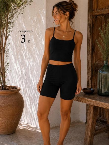 CONJUNTO DEPORTIVO negro RAYAS BLANCAS PIEL DE TIBURON [0]
