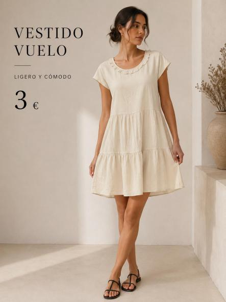 VESTIDO CORTE EVASE BEIG [0]