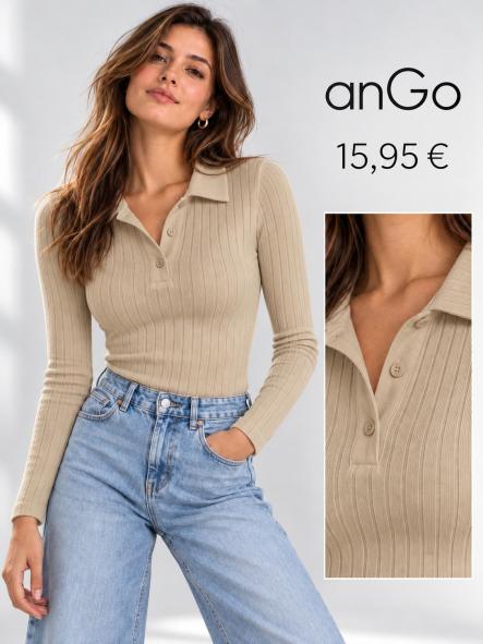 CAMISETA POLO MANGA LARGA BEIG  [0]