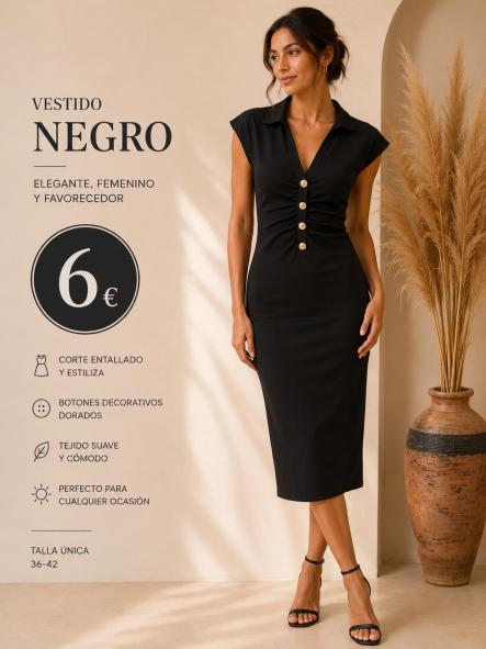 VESTIDO  LNEGRO BOTONES [0]