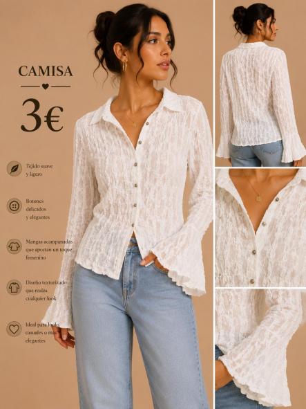 CAMISA ENCAJE BLANCA ( MANCHADA)
