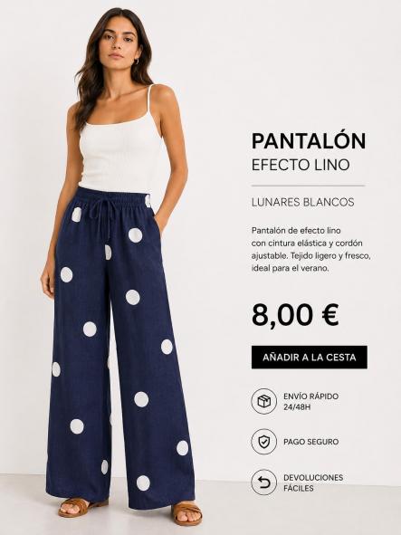 PANTALON   LUNARES azul